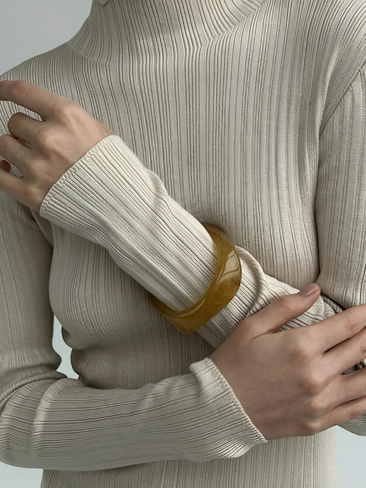 Bracelet acétate large, design rétro, bords irréguliers, effet marbré, look minimaliste, modèle Elise - Bracelet - Marbré