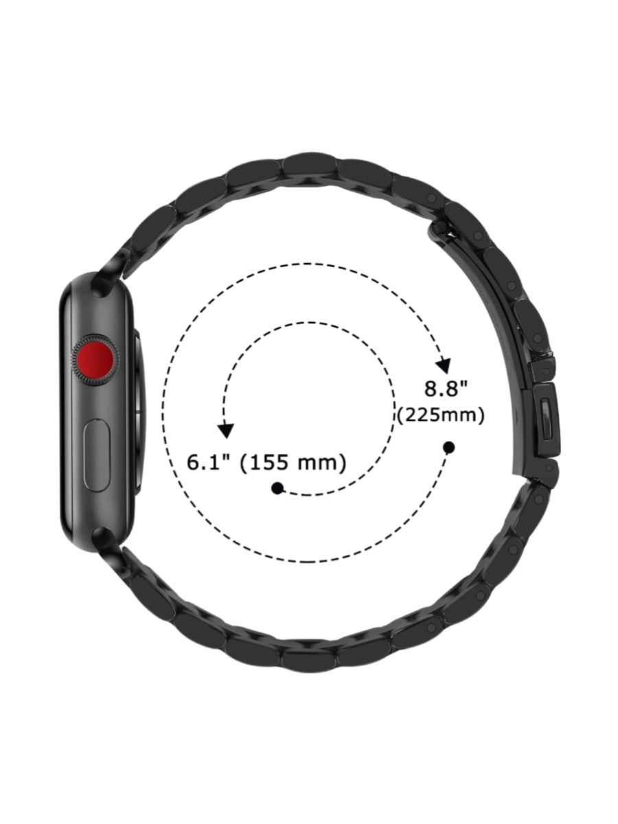 Bracelet acier inoxydable Apple Watch, design raffiné, maillons ajustables, fermoir invisible, confort et style, modèle Major - Bracelet Apple Watch - Noir 38 à 42mm