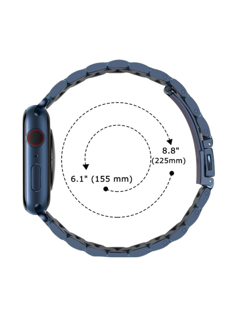 Bracelet acier inoxydable Apple Watch, design raffiné, maillons ajustables, fermoir invisible, confort et style, modèle Major - Bracelet Apple Watch - Bleu 38 à 42mm