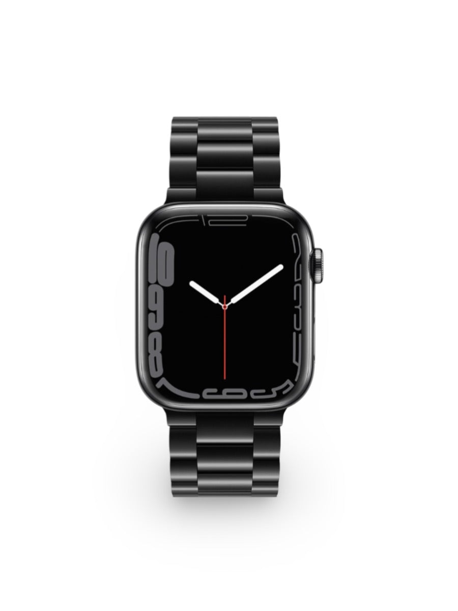 Bracelet acier inoxydable Apple Watch, design raffiné, maillons ajustables, fermoir invisible, confort et style, modèle Major - Bracelet Apple Watch - Noir 38 à 42mm