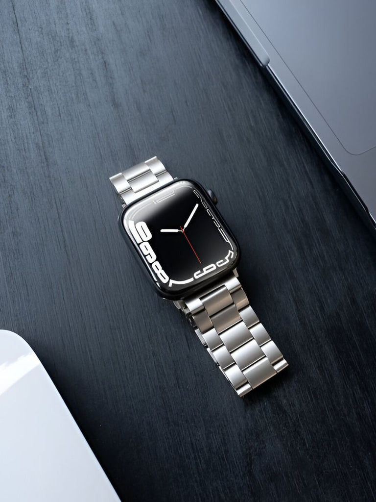 Bracelet acier inoxydable Apple Watch, design raffiné, maillons ajustables, fermoir invisible, confort et style, modèle Major - Bracelet Apple Watch - Argent 38 à 42mm