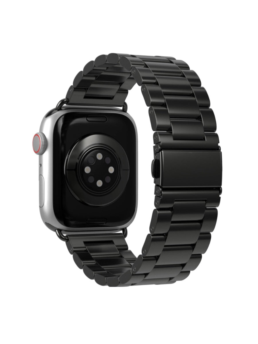 Bracelet acier inoxydable Apple Watch, design raffiné, maillons ajustables, fermoir invisible, confort et style, modèle Major - Bracelet Apple Watch - Noir 38 à 42mm