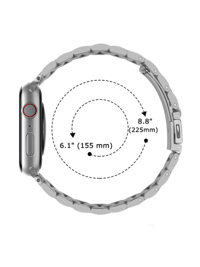 Bracelet acier inoxydable Apple Watch, design raffiné, maillons ajustables, fermoir invisible, confort et style, modèle Major - Bracelet Apple Watch - Argent 38 à 42mm