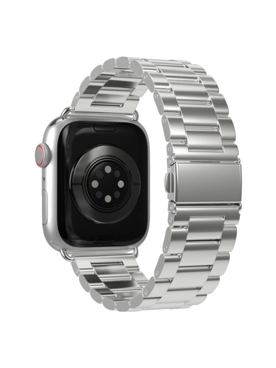 Bracelet acier inoxydable Apple Watch, design raffiné, maillons ajustables, fermoir invisible, confort et style, modèle Major - Bracelet Apple Watch - Argent 38 à 42mm