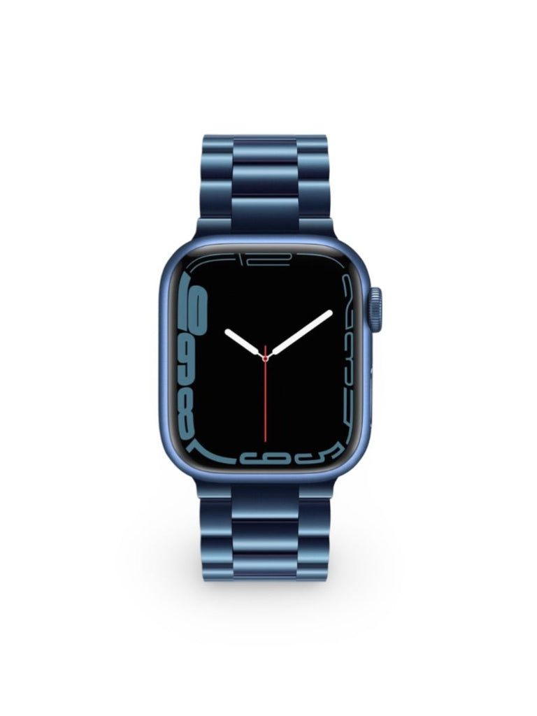 Bracelet acier inoxydable Apple Watch, design raffiné, maillons ajustables, fermoir invisible, confort et style, modèle Major - Bracelet Apple Watch - Bleu 38 à 42mm