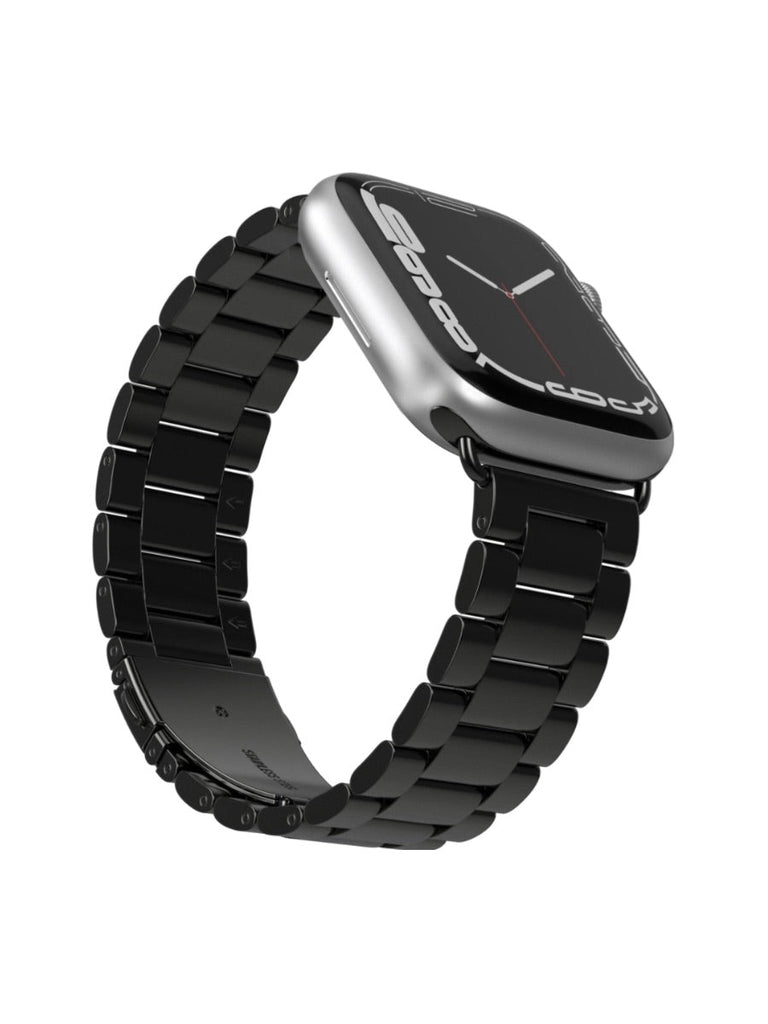 Bracelet acier inoxydable Apple Watch, design raffiné, maillons ajustables, fermoir invisible, confort et style, modèle Major - Bracelet Apple Watch - Noir 38 à 42mm