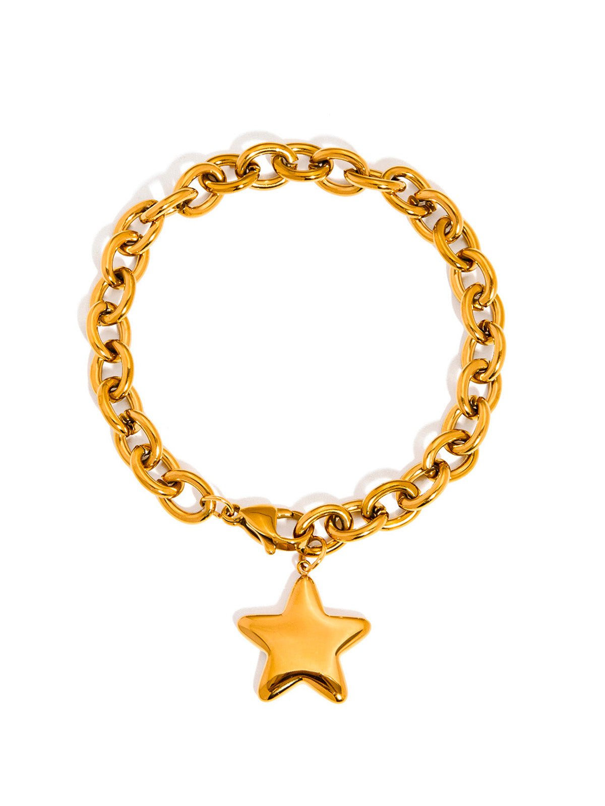 Bracelet chaîne dorée, acier inoxydable, pendentif étoile, style tendance, bijou femme, modèle Diane - Boucles d'oreilles - Or