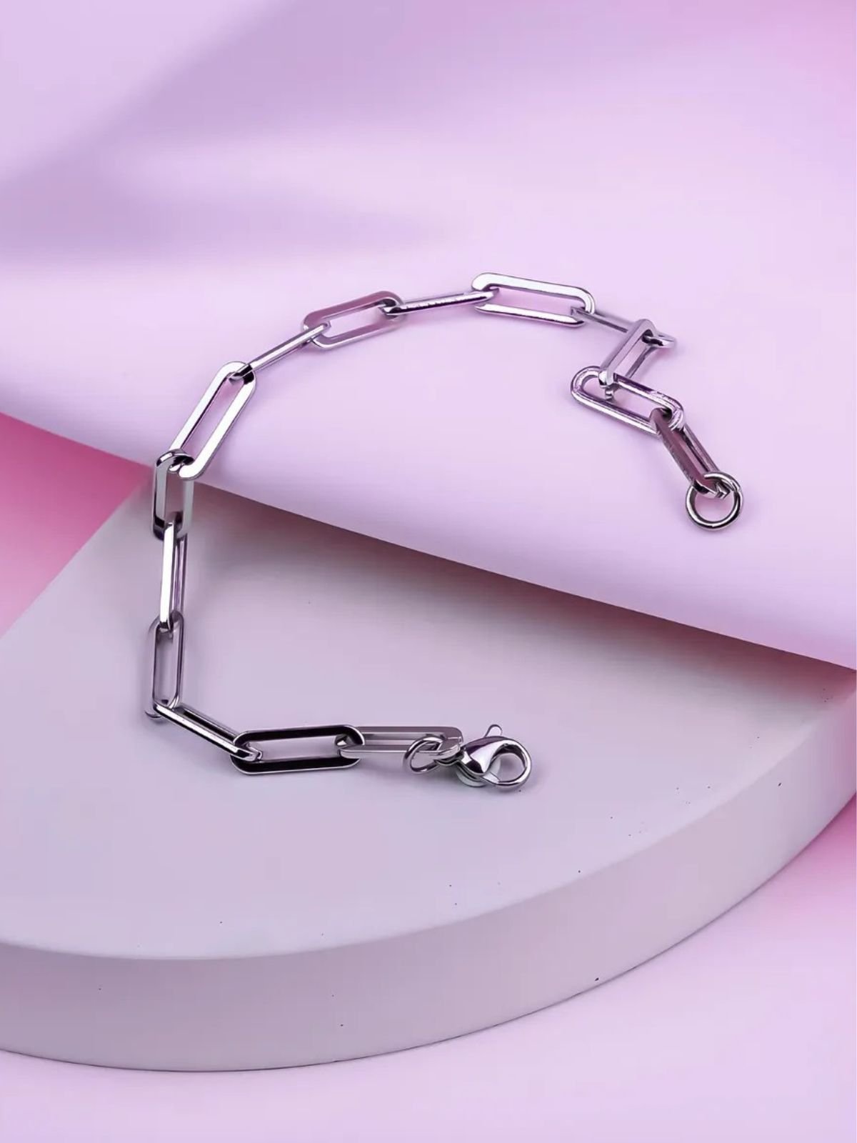 Bracelet chaîne femme, acier inoxydable, style vintage, plaqué or, fermoir mousqueton, modèle Laetitia - Bracelet - Argent