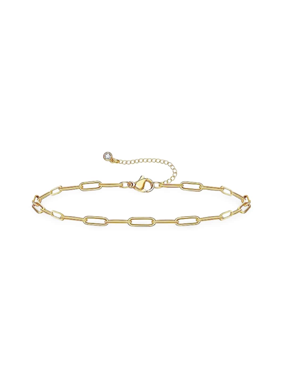 Bracelet chaîne femme, acier inoxydable, style vintage, plaqué or, fermoir mousqueton, modèle Laetitia - Bracelet - Or