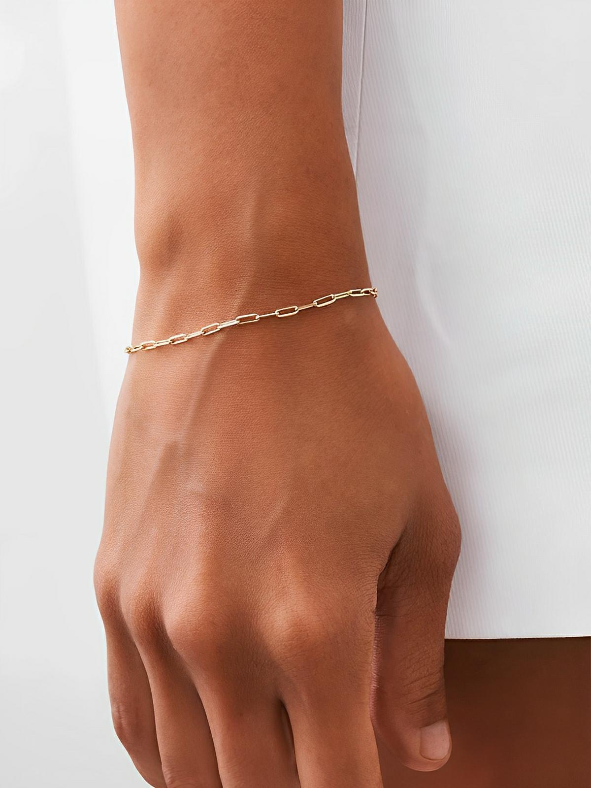 Bracelet chaîne homme, acier inoxydable, maille forçat fine, style minimaliste, modèle Kyle - Bracelet - Argent XS