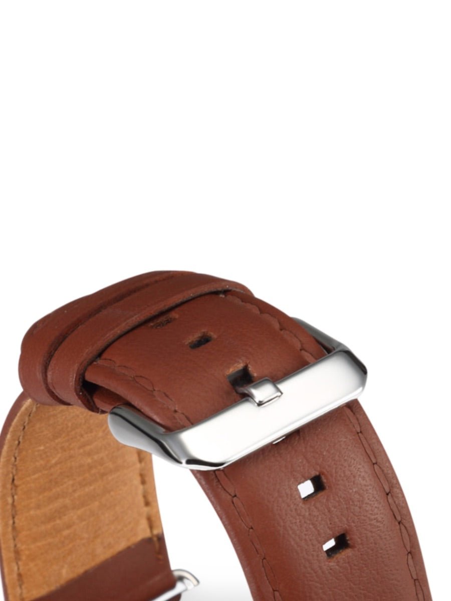 Bracelet cuir Apple Watch, acier inoxydable, ajustable, au ton raffiné, modèle Jonas - Bracelet Apple Watch - Marron 38 à 42mm