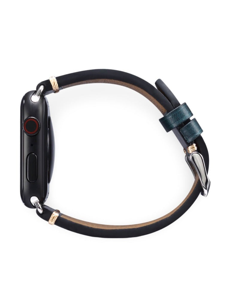 Bracelet cuir pleine fleur Apple Watch, acier inoxydable, aux coutures apparentes, modèle Josselin - Bracelet Apple Watch - Marron 38 à 42mm