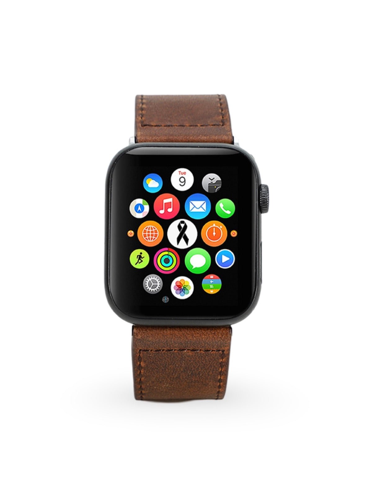 Bracelet cuir vintage Apple Watch, véritable cuir, boucle métallique, compatible toutes séries, modèle Damio - Bracelet Apple Watch - Marron 38 à 42mm