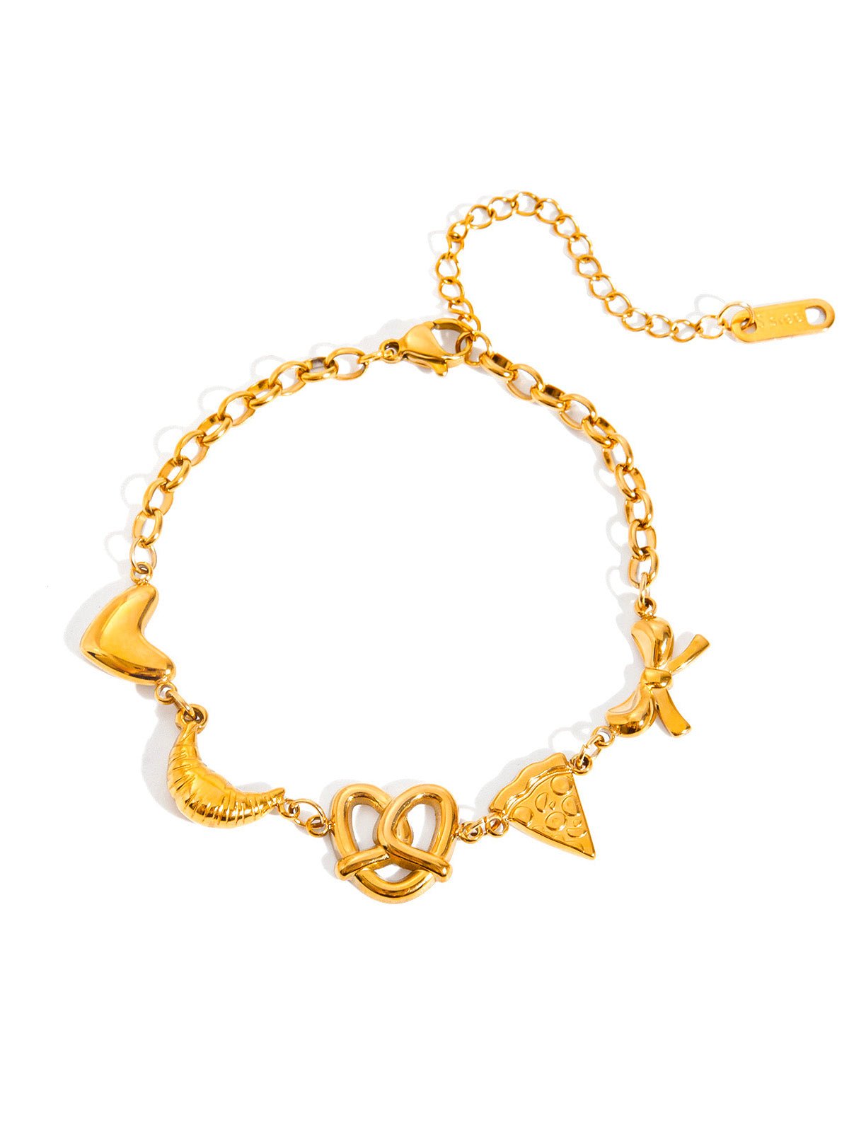 Bracelet doré fantaisie, breloques gourmandes, charms originaux, acier inoxydable, chaîne réglable, modèle Jannah - Boucles d'oreilles - Or