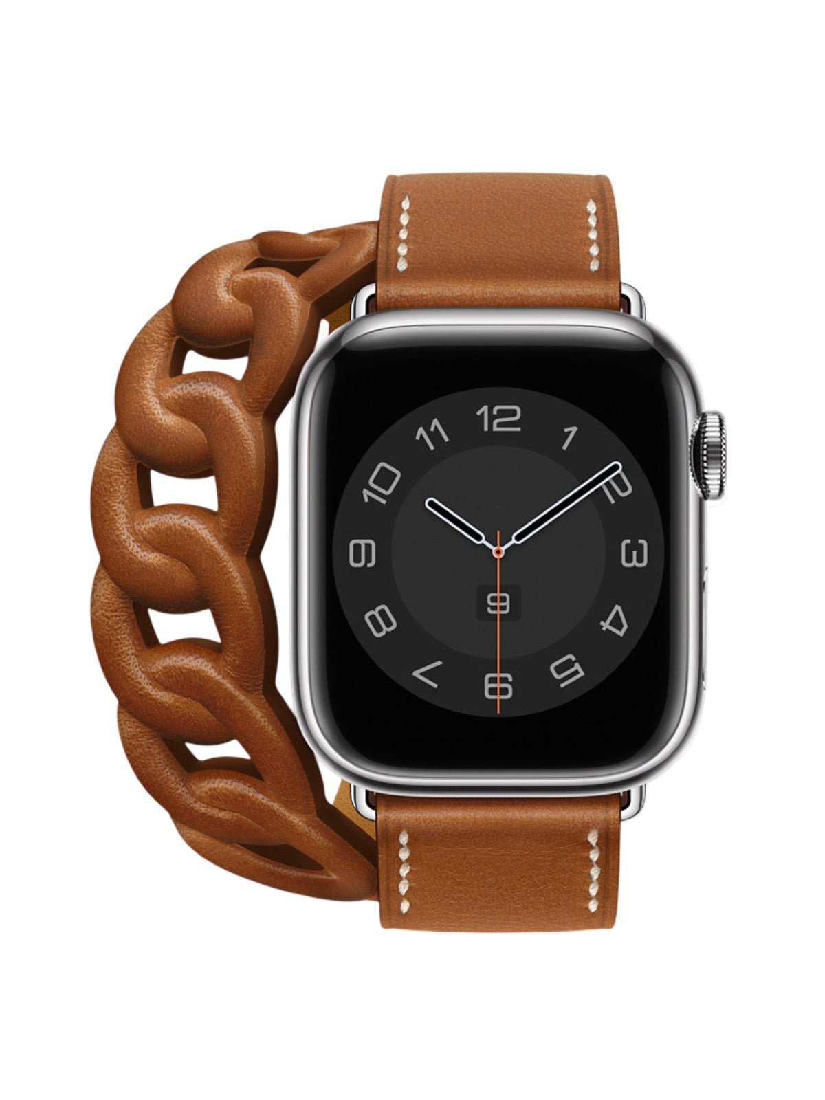 Bracelet double tour cuir Apple Watch, maillons larges, confort ajustable, style mode, compatible toutes séries, modèle Ezine - Bracelet Apple Watch - Marron 38 à 42mm