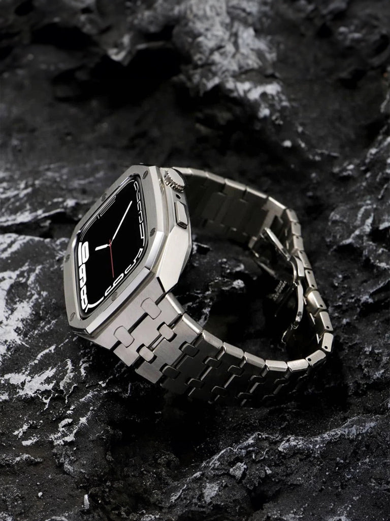 Bracelet en acier pour Apple Watch, élégance et caractère, design luxueux, modèle Achille - Bracelet Apple Watch - Argent 40 mm