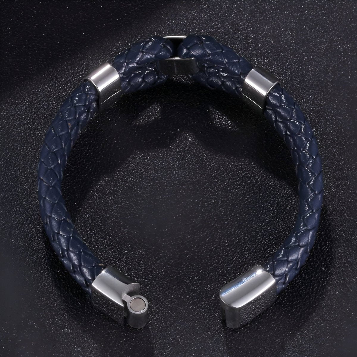 Bracelet en cuir, au look tendance, modèle Roney - Bracelet - Bleu 17 cm