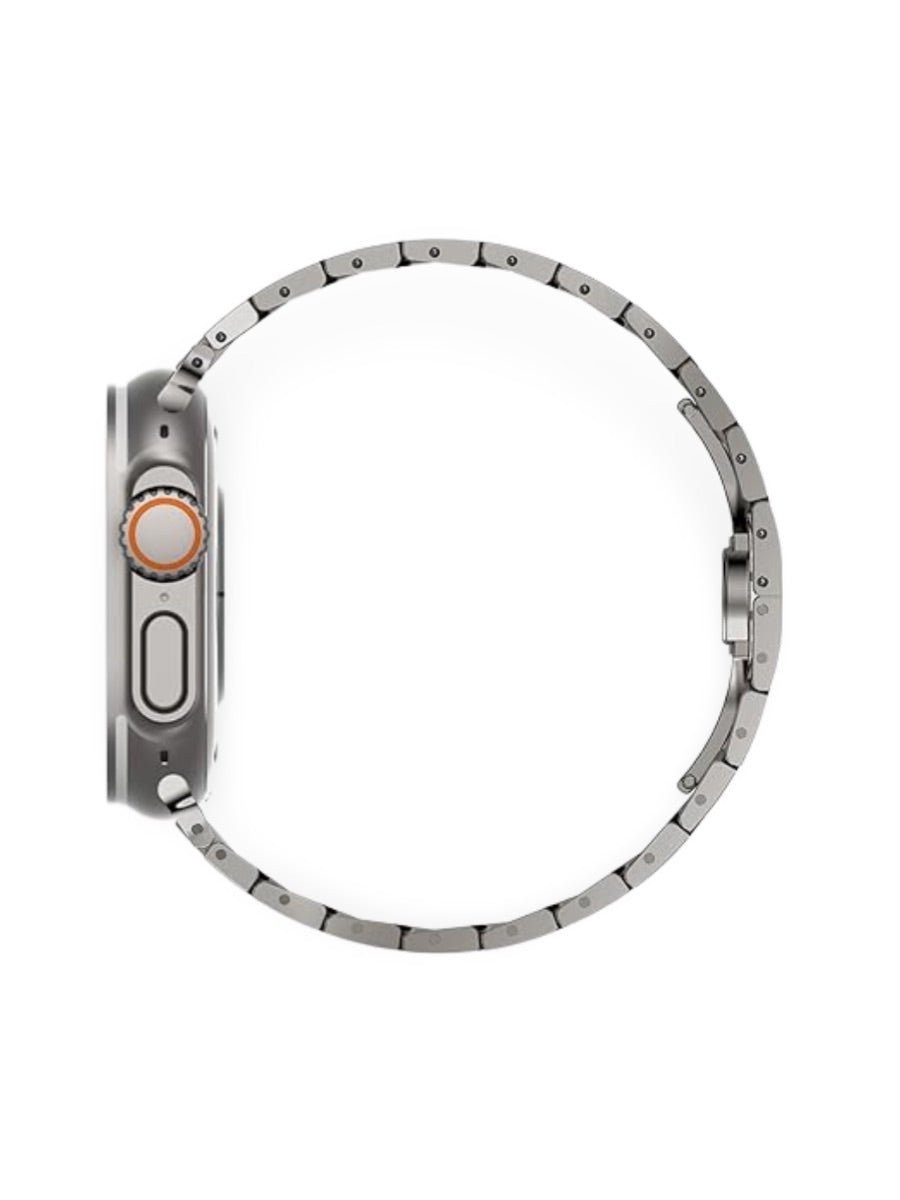 Bracelet en titane pour Apple Watch, design sculpté, ajustable et ultra - résistant, fermoir papillon sécurisé, modèle Réno - Bracelet Apple Watch - Argent 38 à 42mm