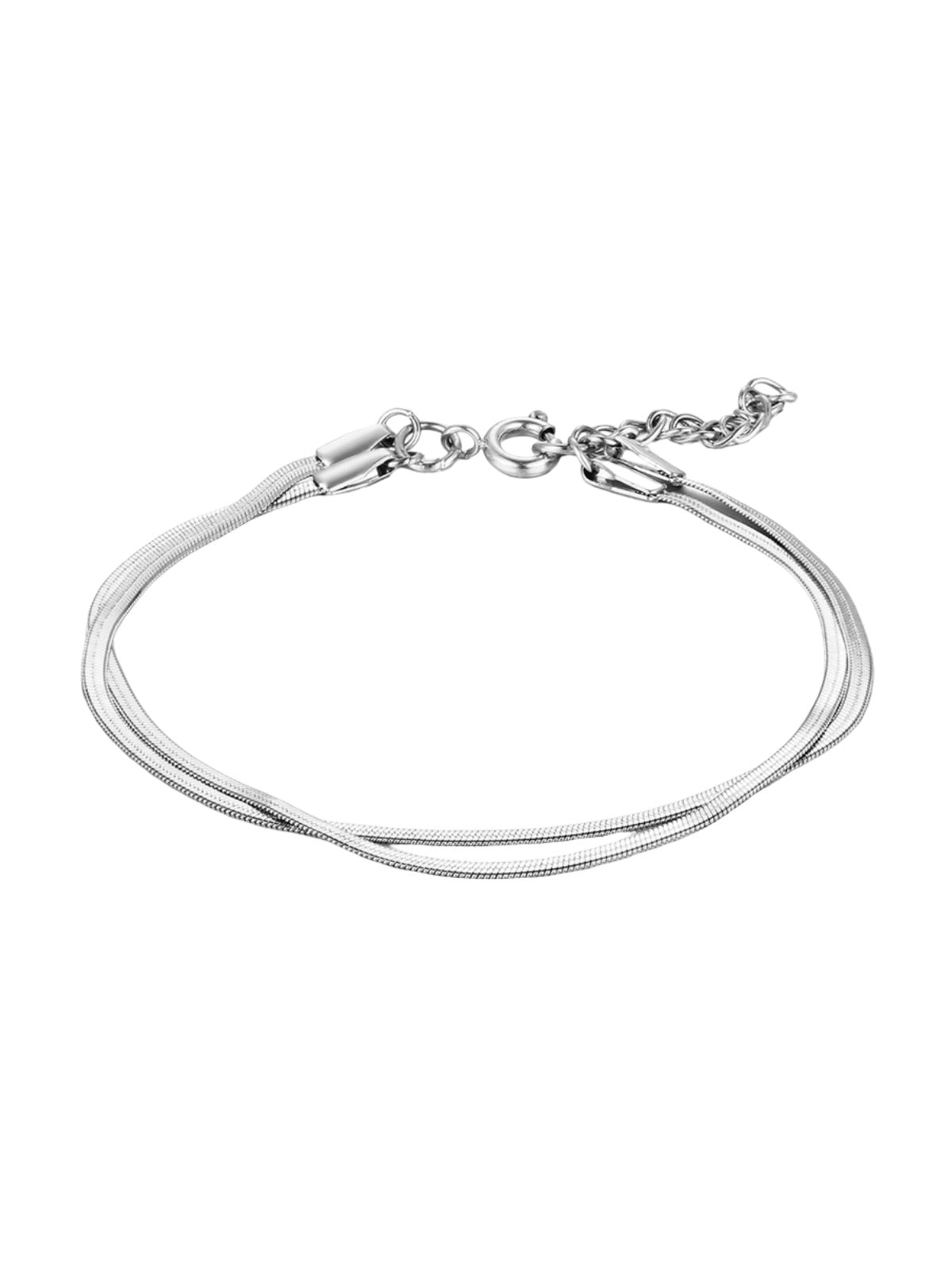 Bracelet femme doré, double chaîne maille serpent, en titane plaqué or, style herringbone, réglable, modèle Arline - Bracelet - Argent