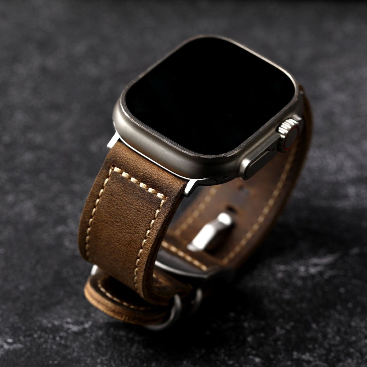 Bracelet pour Apple Watch en cuir, aux coutures apparentes, modèle Adelphe - Bracelet Apple Watch - 40/41 mm