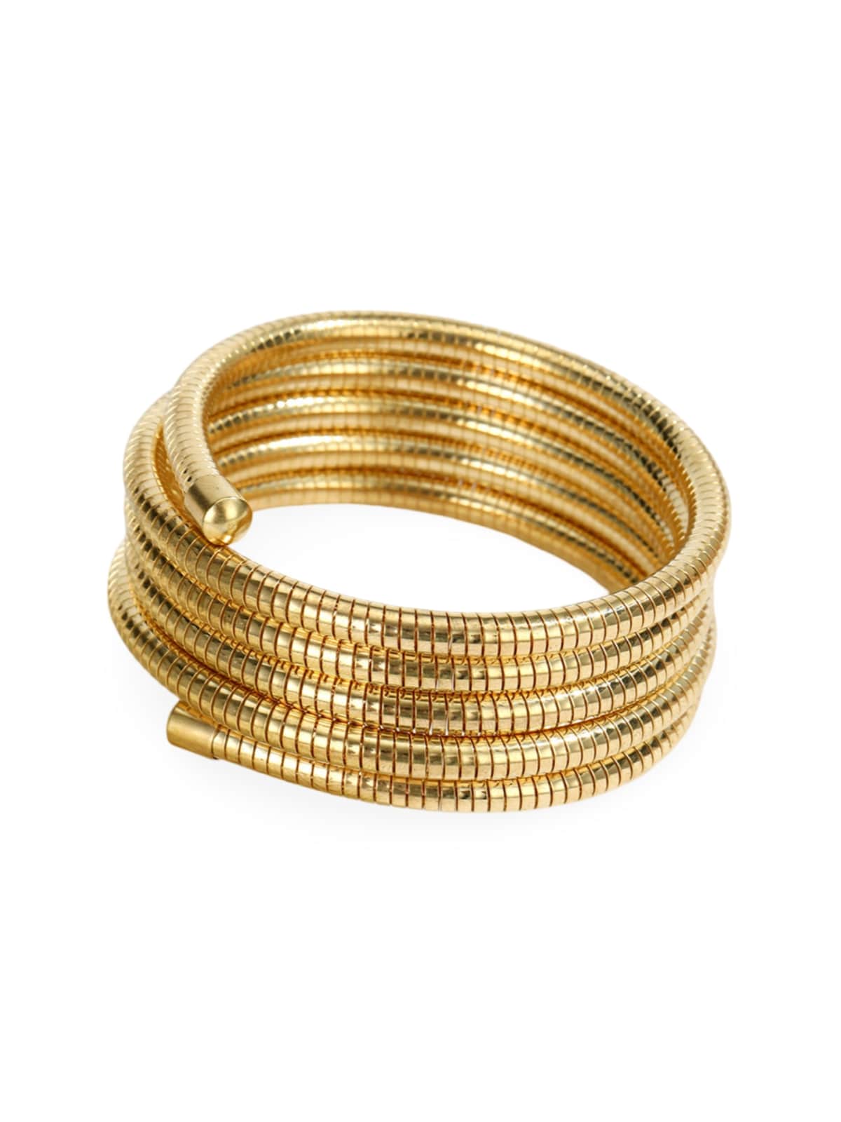 Bracelet ressort doré, acier inoxydable, multi rangs, style minimaliste, sans fermoir ajustable, modèle Chrystelle - Bracelet - Or