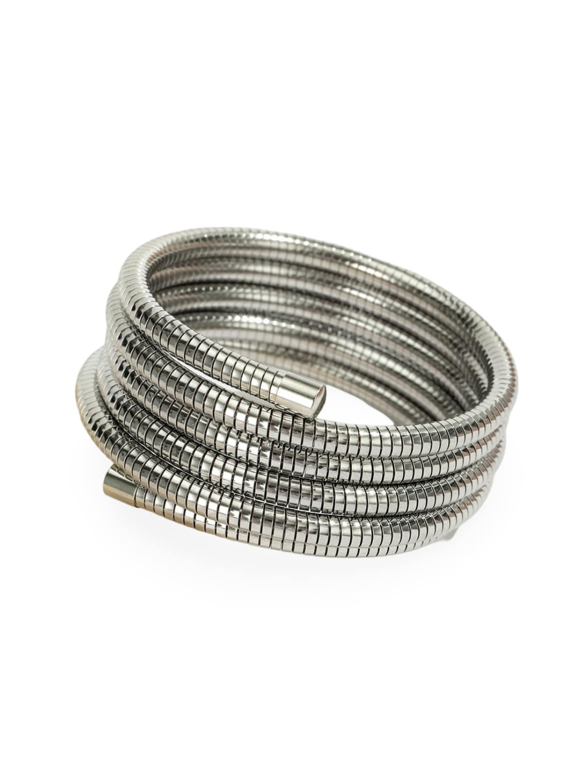 Bracelet ressort doré, acier inoxydable, multi rangs, style minimaliste, sans fermoir ajustable, modèle Chrystelle - Bracelet - Argent