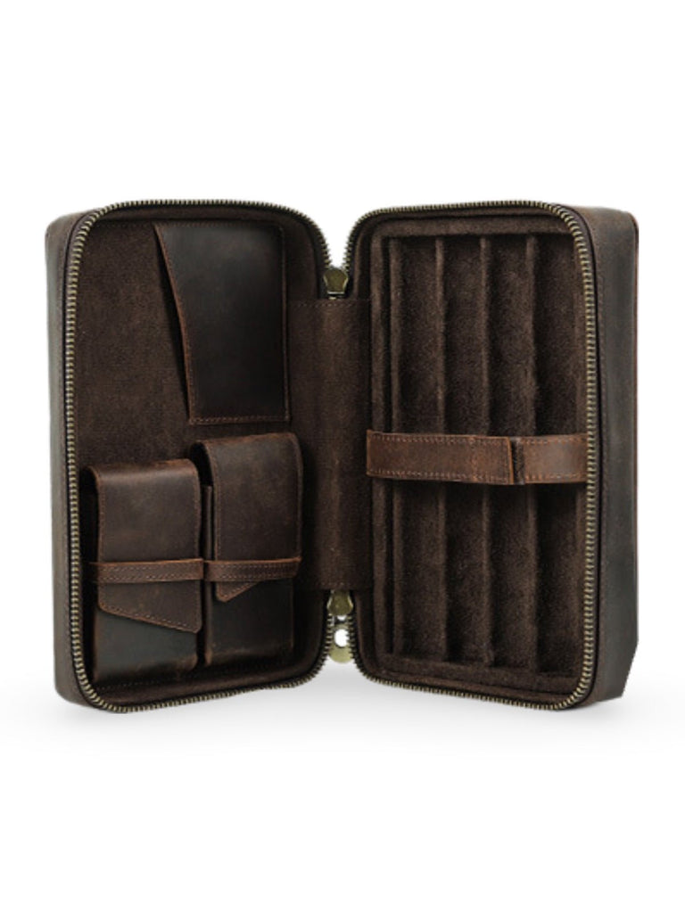 Cave à cigares, en cuir, pour l'homme voyageur, modèle Mansuetus - Coffret - Café