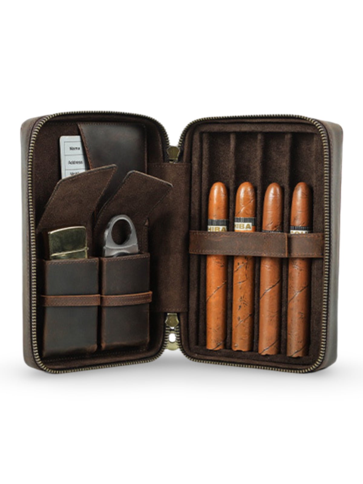 Cave à cigares, en cuir, pour l'homme voyageur, modèle Mansuetus - Coffret - Café