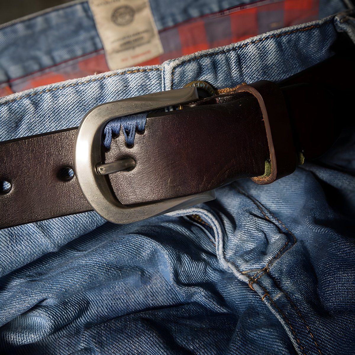 Ceinture en cuir homme aux coutures colorees modele Francis