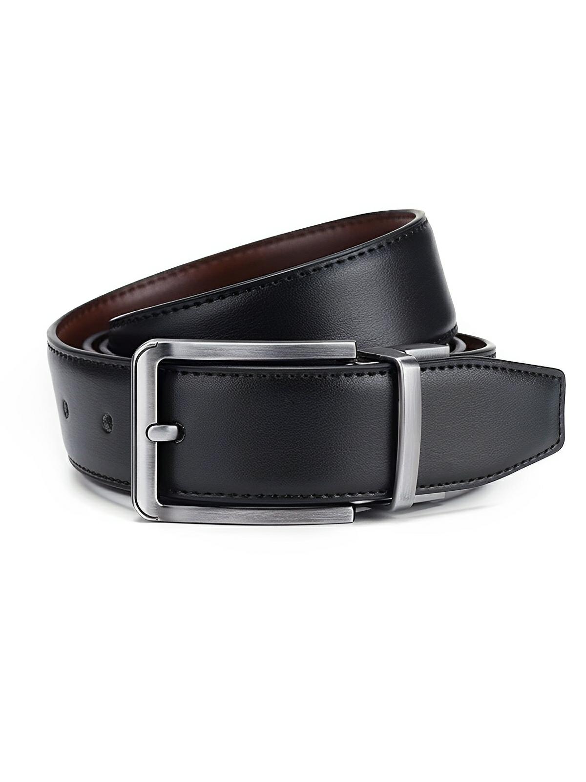 Ceinture en cuir, réversible noir et marron, boucle ardillon, modèle Odo - Ceinture - Noire/Marron S