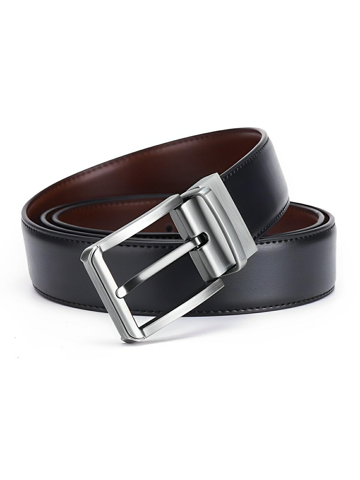 Ceinture en cuir, réversible noir et marron, boucle ardillon, modèle Odo - Ceinture - Noire/Marron S