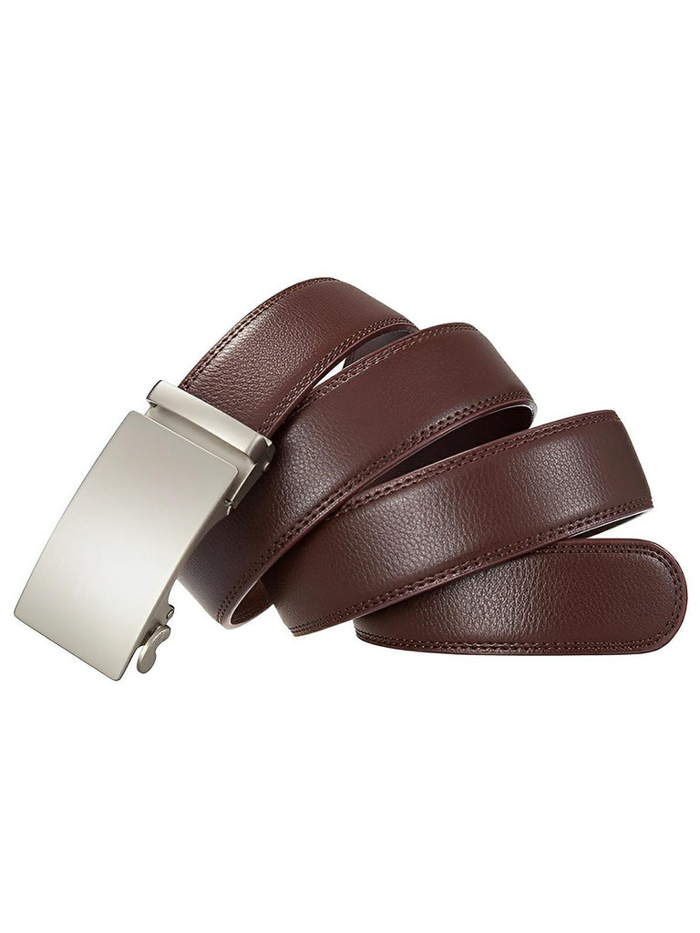 Ceinture homme à boucle plate, automatique, ajustable, élégante et robuste, modèle Victor - Ceinture - Café S