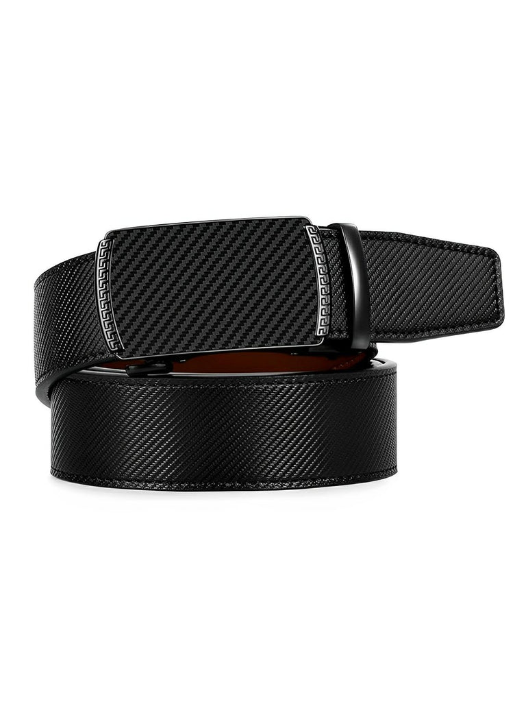 Ceinture homme cuir noir, boucle automatique carbone, ajustable et élégante, modèle Éloi - Ceinture - Noire/Marron S