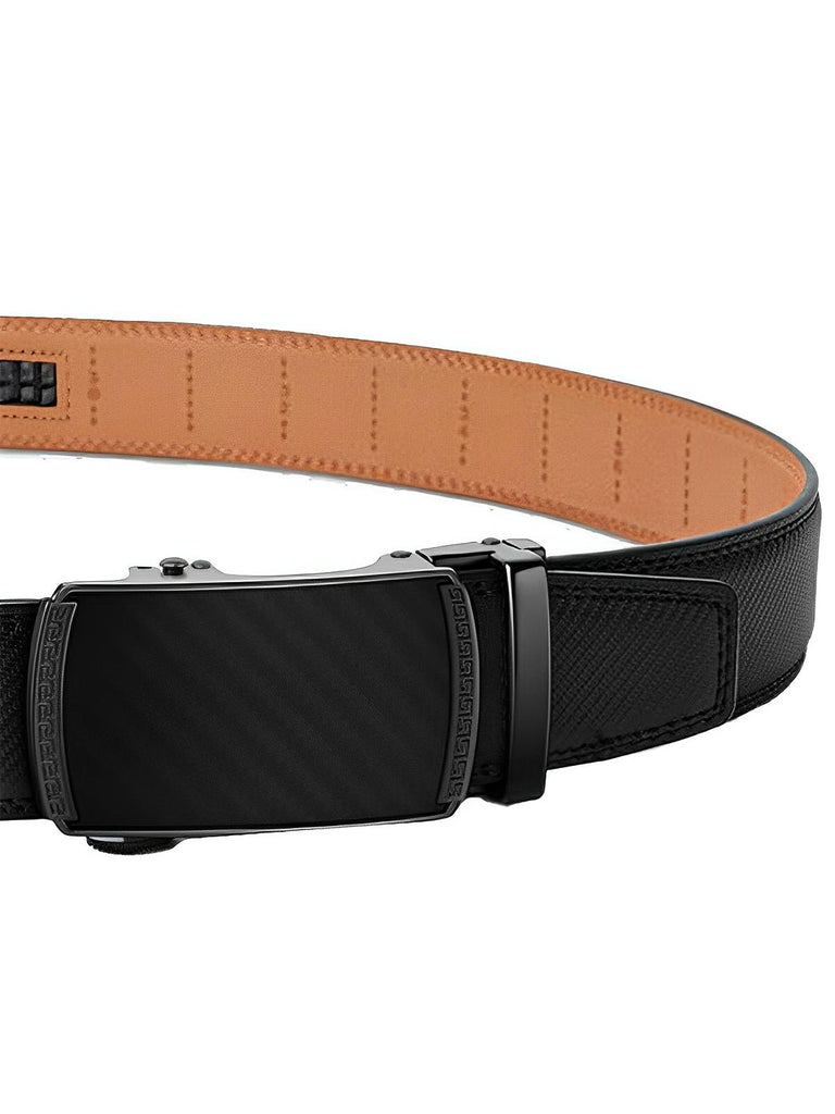 Ceinture homme cuir noir, boucle automatique carbone, ajustable et élégante, modèle Éloi - Ceinture - Noire/Marron S