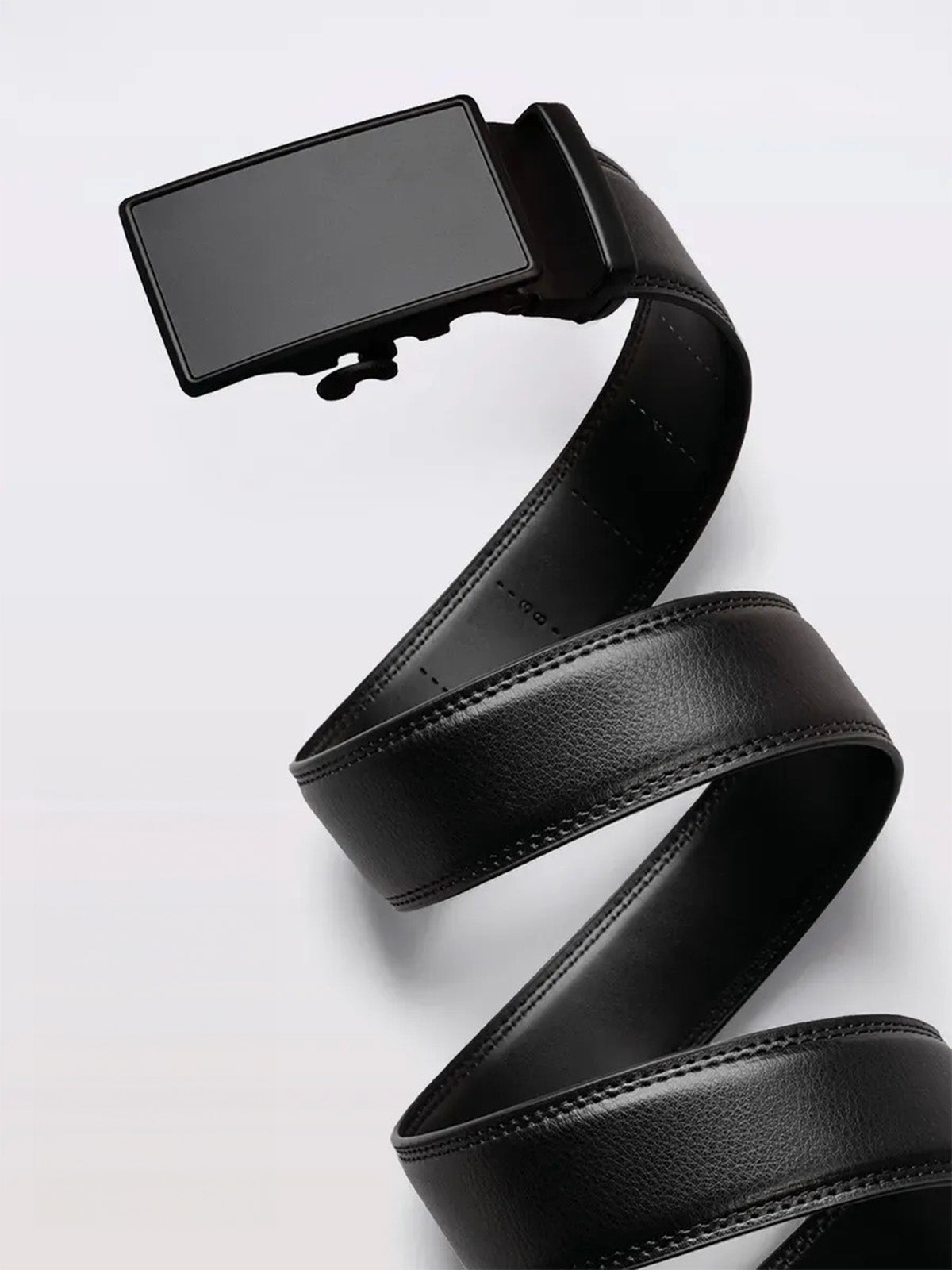 Ceinture homme en cuir, boucle automatique noire, réglage micro - crans, style business et casual, look chic, modèle Augustin - Ceinture - Noire S