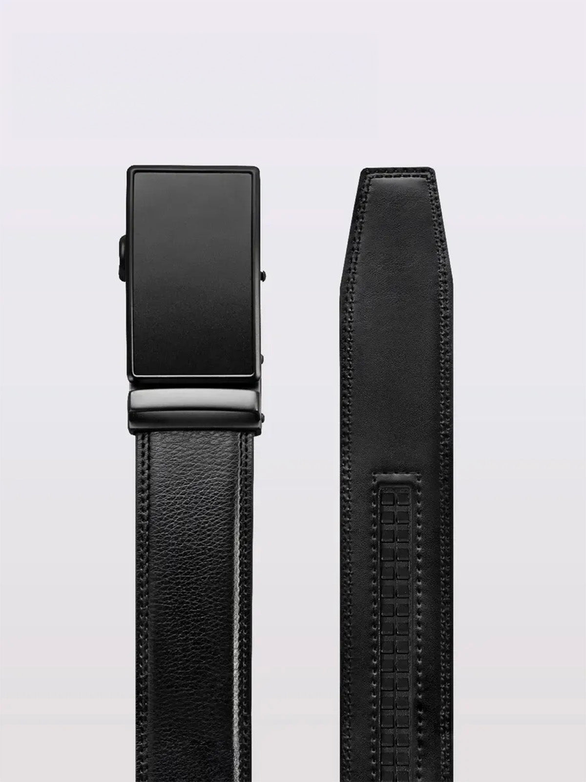 Ceinture homme en cuir, boucle automatique noire, réglage micro - crans, style business et casual, look chic, modèle Augustin - Ceinture - Noire S