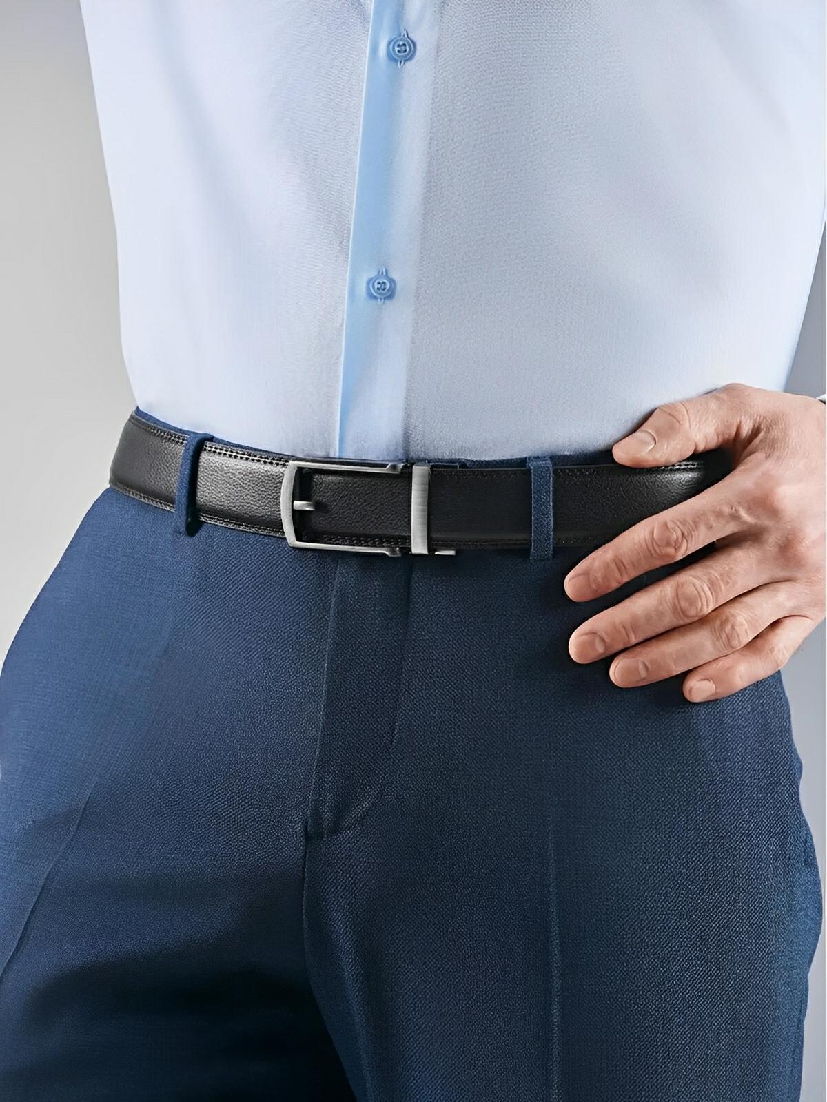 Ceinture homme sans trou, automatique, moderne, noir intemporel, modèle Marcus - Ceinture - Noire S