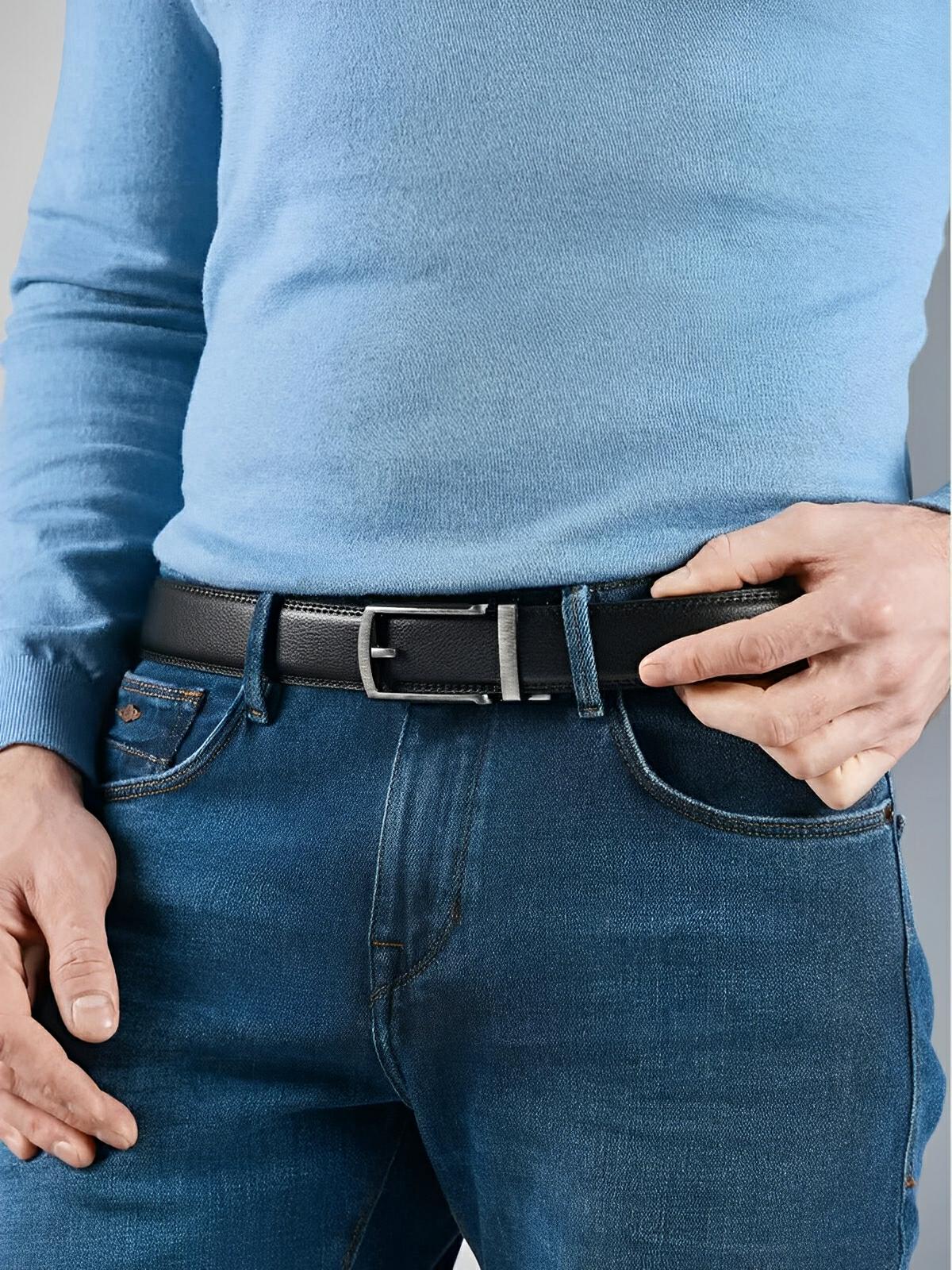 Ceinture homme sans trou, automatique, moderne, noir intemporel, modèle Marcus - Ceinture - Noire S