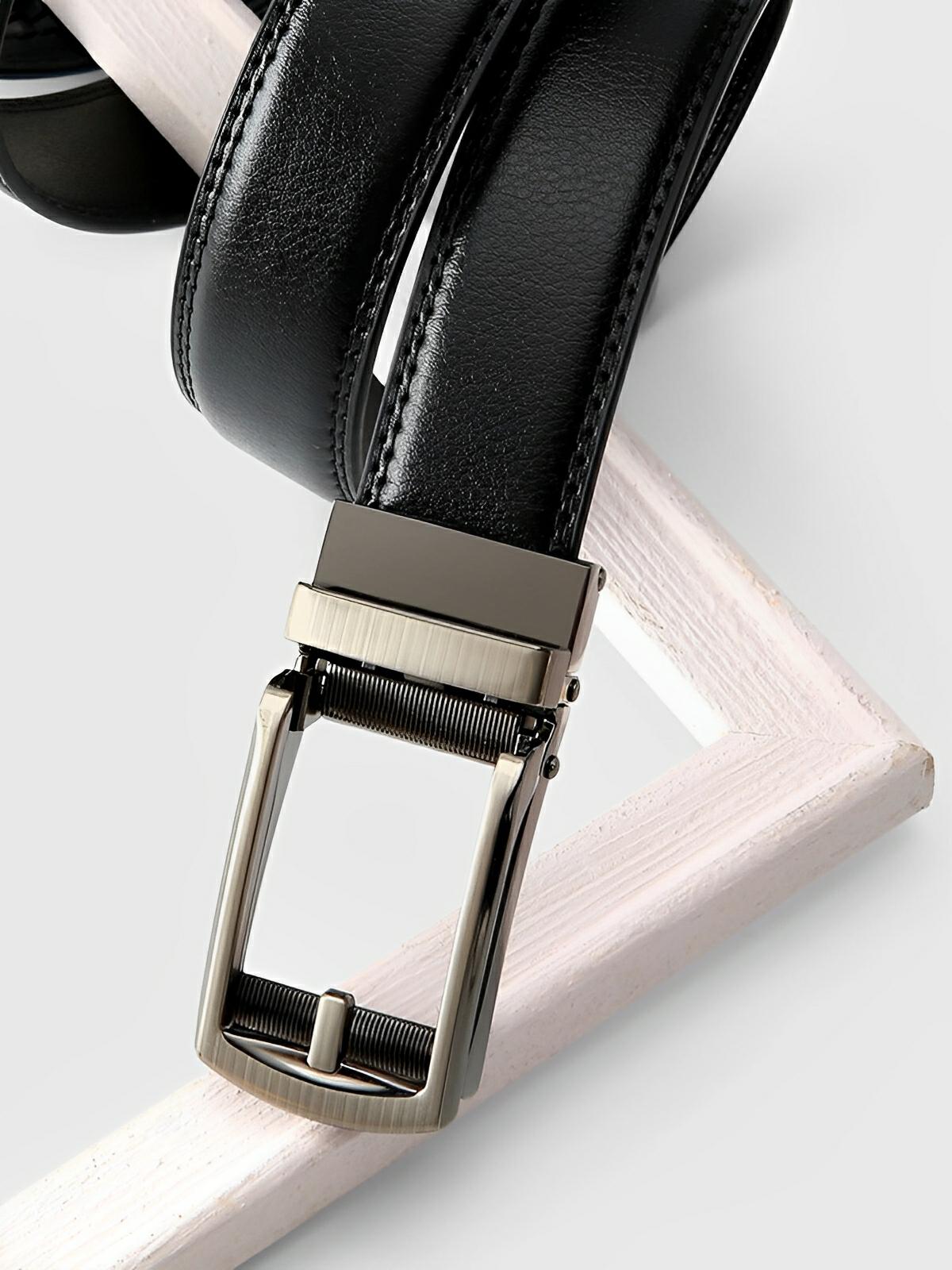 Ceinture homme sans trou, automatique, moderne, noir intemporel, modèle Marcus - Ceinture - Noire S