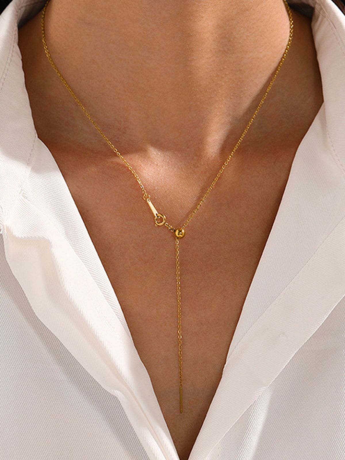 Chaîne fine ajustable femme, acier inoxydable doré, collier DIY minimaliste, bijou à composer, modèle Komal - Collier - Or 45cm