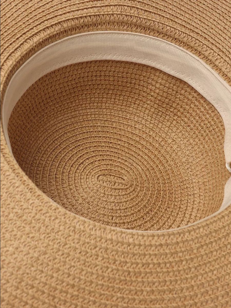 Chapeau de paille femme, bord large, protection solaire, idéal plage et été, bande ruban léopard, modèle Solène - Chapeau de paille - Camel