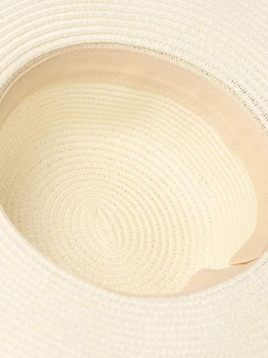 Chapeau de paille femme, bord large, protection solaire, idéal plage et été, bande ruban léopard, modèle Solène - Chapeau de paille - Blanc crème