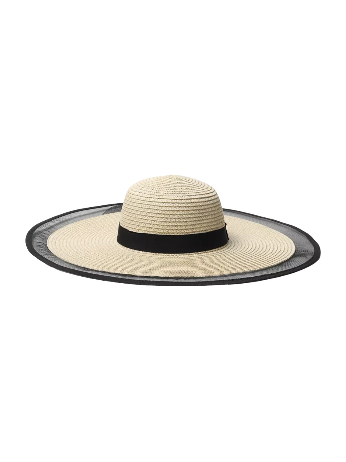 Chapeau de paille pour femme, plage, bord large, capeline filet, chapeau anti - uv élégant, modèle Amy - Chapeau de paille - Beige