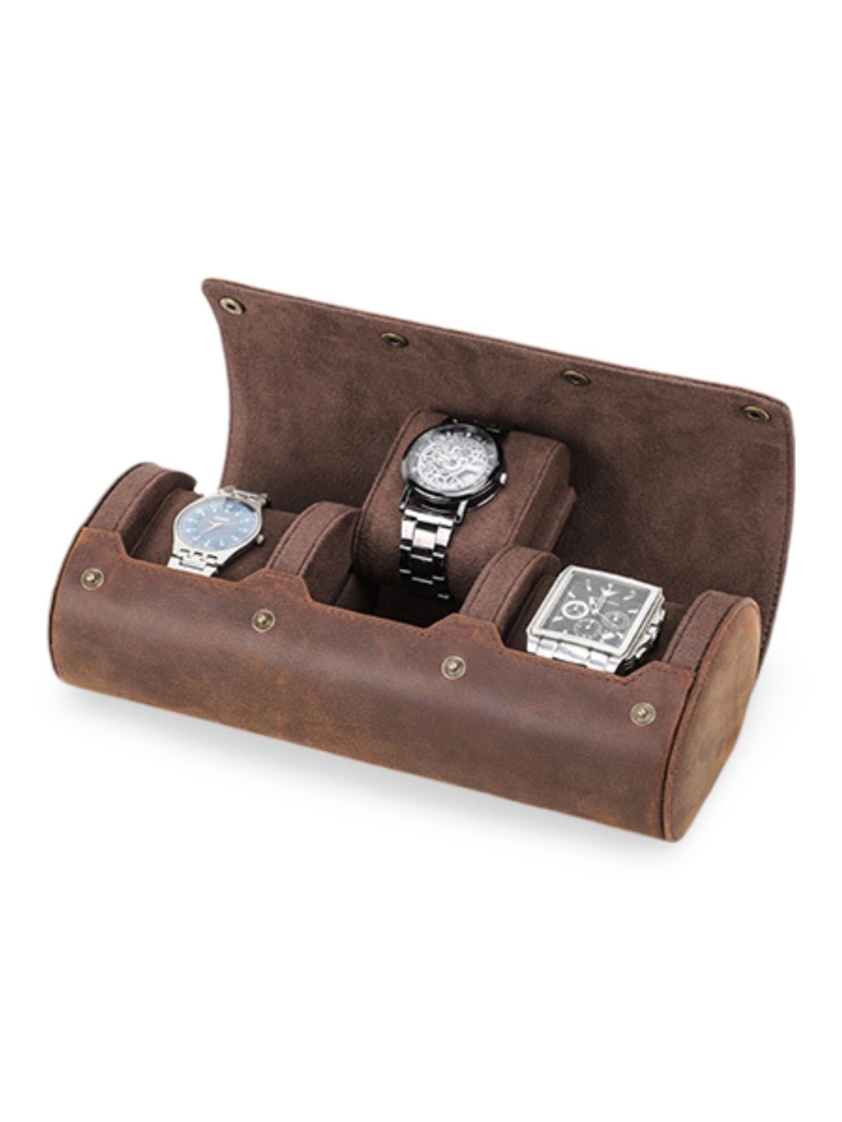 Coffret à montres, en cuir, aspect distingué, modèle Hugues - Coffret - Marron