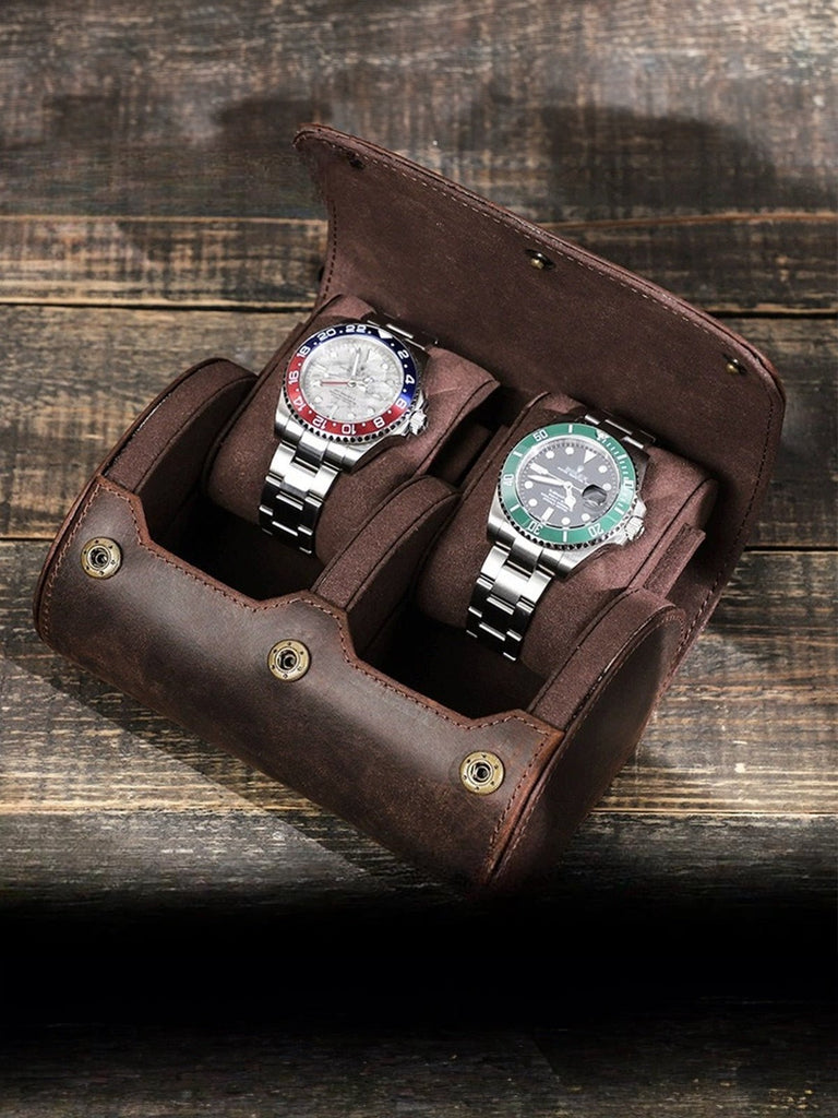 Coffret à montres, en cuir, double capacité, modèle Clarus - Coffret - Café