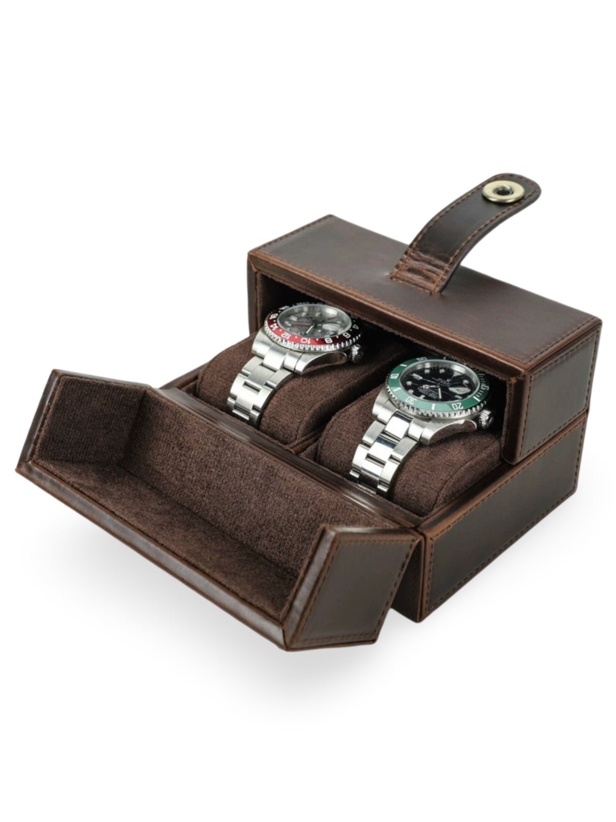 Coffret à montres, en cuir, double capacité, modèle Dargnan - Coffret - Café