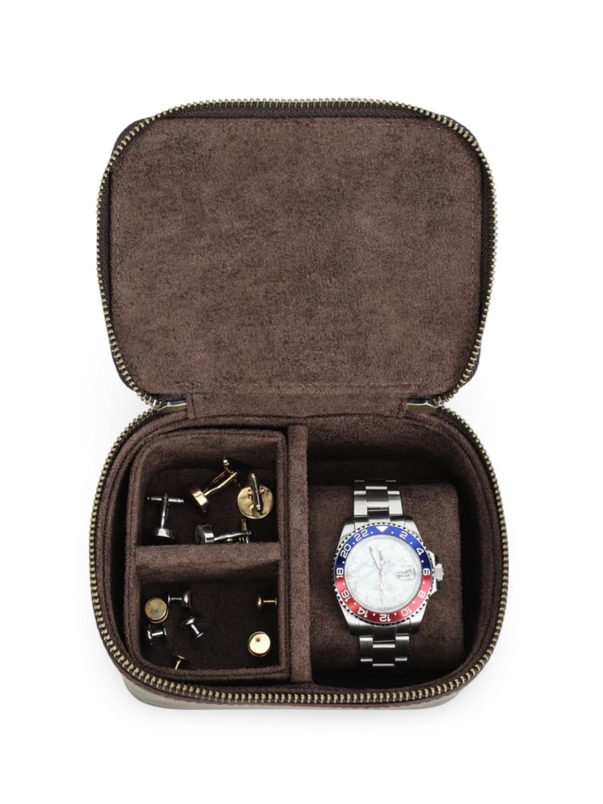 Coffret à montres, en cuir, idéal pour voyager, modèle Maurice - Coffret - Café