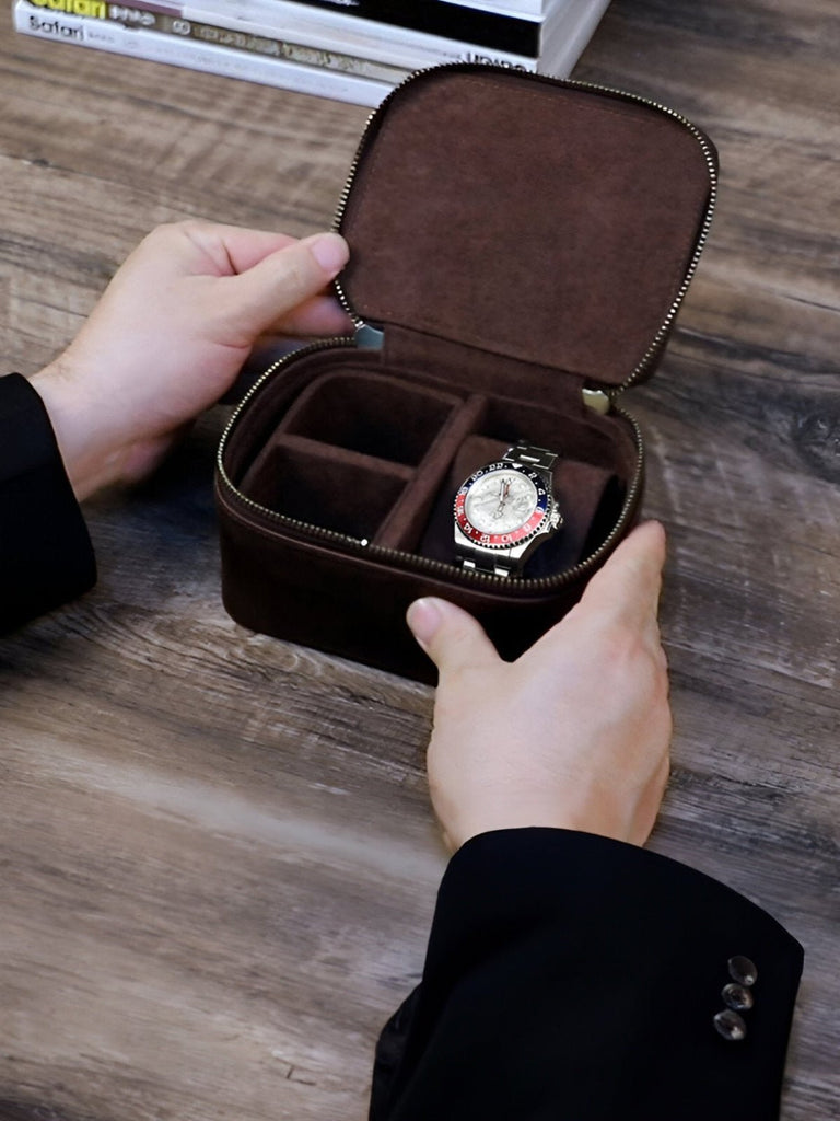 Coffret à montres, en cuir, idéal pour voyager, modèle Maurice - Coffret - Café