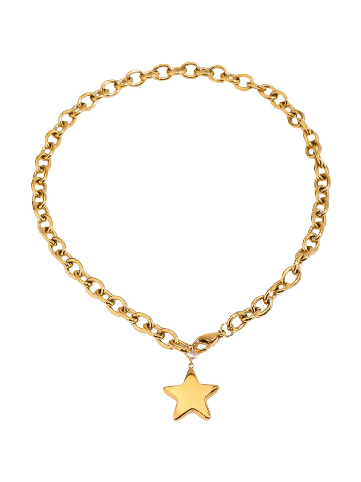 Collier acier inoxydable chaîne dorée, pendentif étoile, look audacieux, bijou waterproof, modèle Victoire - Collier - Or