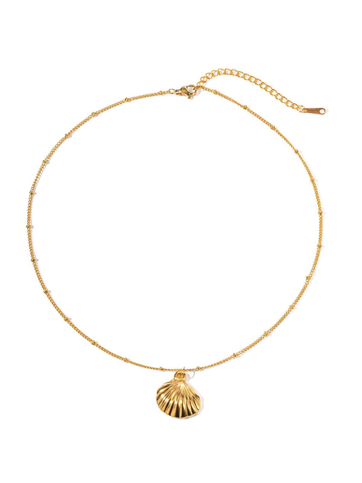 Collier coquillage doré, pendentif coquillage 18K, chaîne fine acier inoxydable, bijou doré femme, collier mer discret, modèle Kidi - Collier - Or